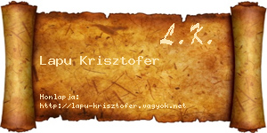 Lapu Krisztofer névjegykártya